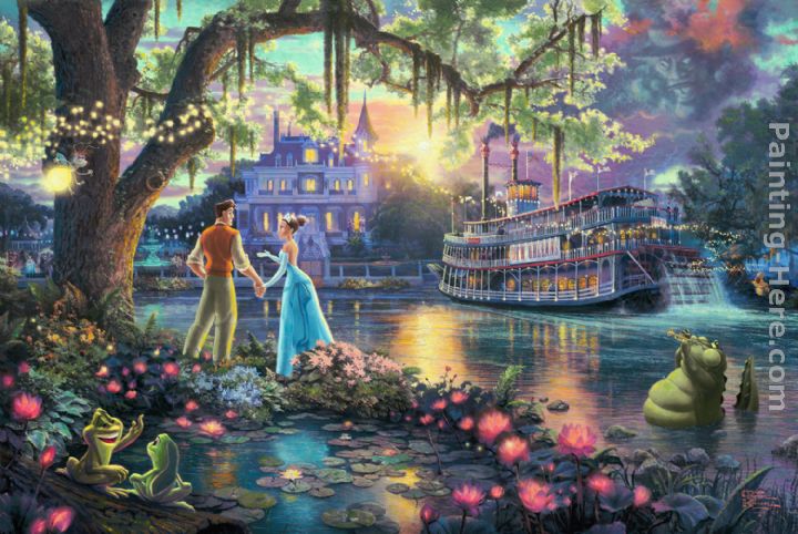 The Princess and the Frog painting - Thomas Kinkade The Princess and the Frog art painting